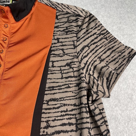 Jamie Sadock Top Womens Small Orange Black Short Sleeve Button Up Golf Shirt - Picture 4 of 10